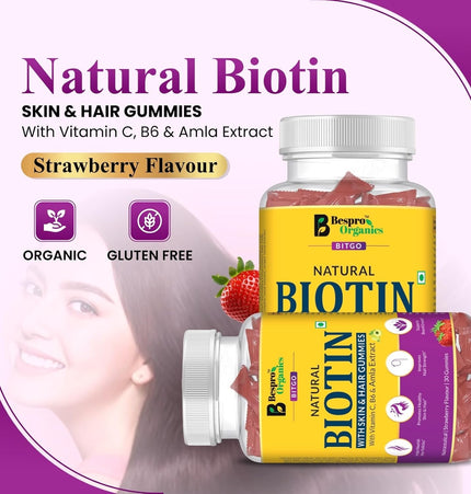 Bespro  Natural Biotin Gummies With Vitamin C, B6 & Amla Extract
