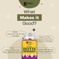 Bespro Natural Biotin Gummies with Vitamin C, B6 & Amla Extract