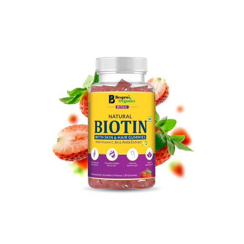 Bespro Natural Biotin Gummies with Vitamin C, B6 & Amla Extract