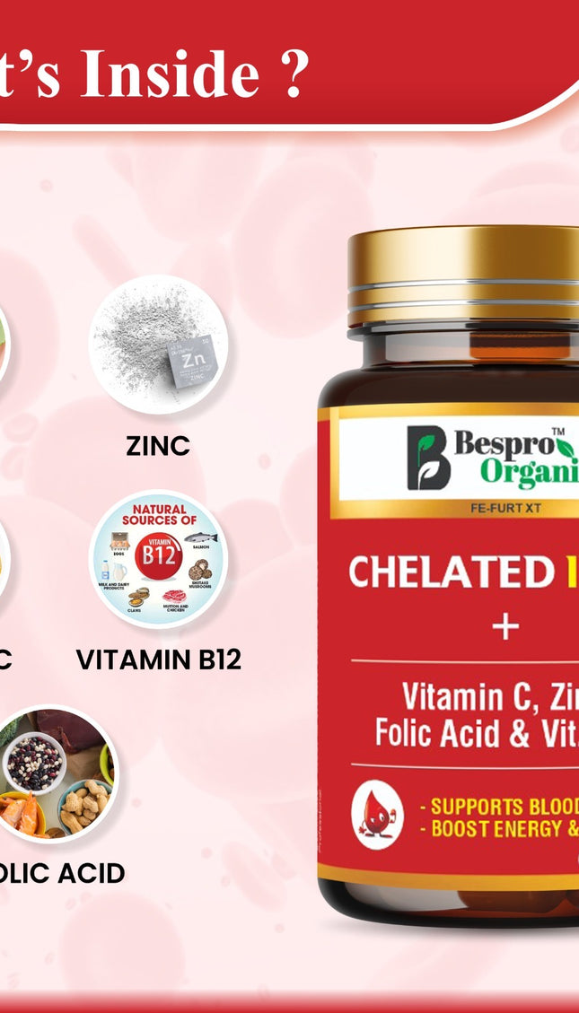 Bespro Chelated Iron+ Vitamin C, Zinc, Folic acid & Vit B12