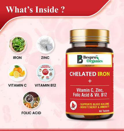 Bespro Chelated Iron+ Vitamin C, Zinc, Folic acid & Vit B12