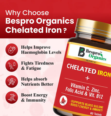Bespro Chelated Iron+ Vitamin C, Zinc, Folic acid & Vit B12